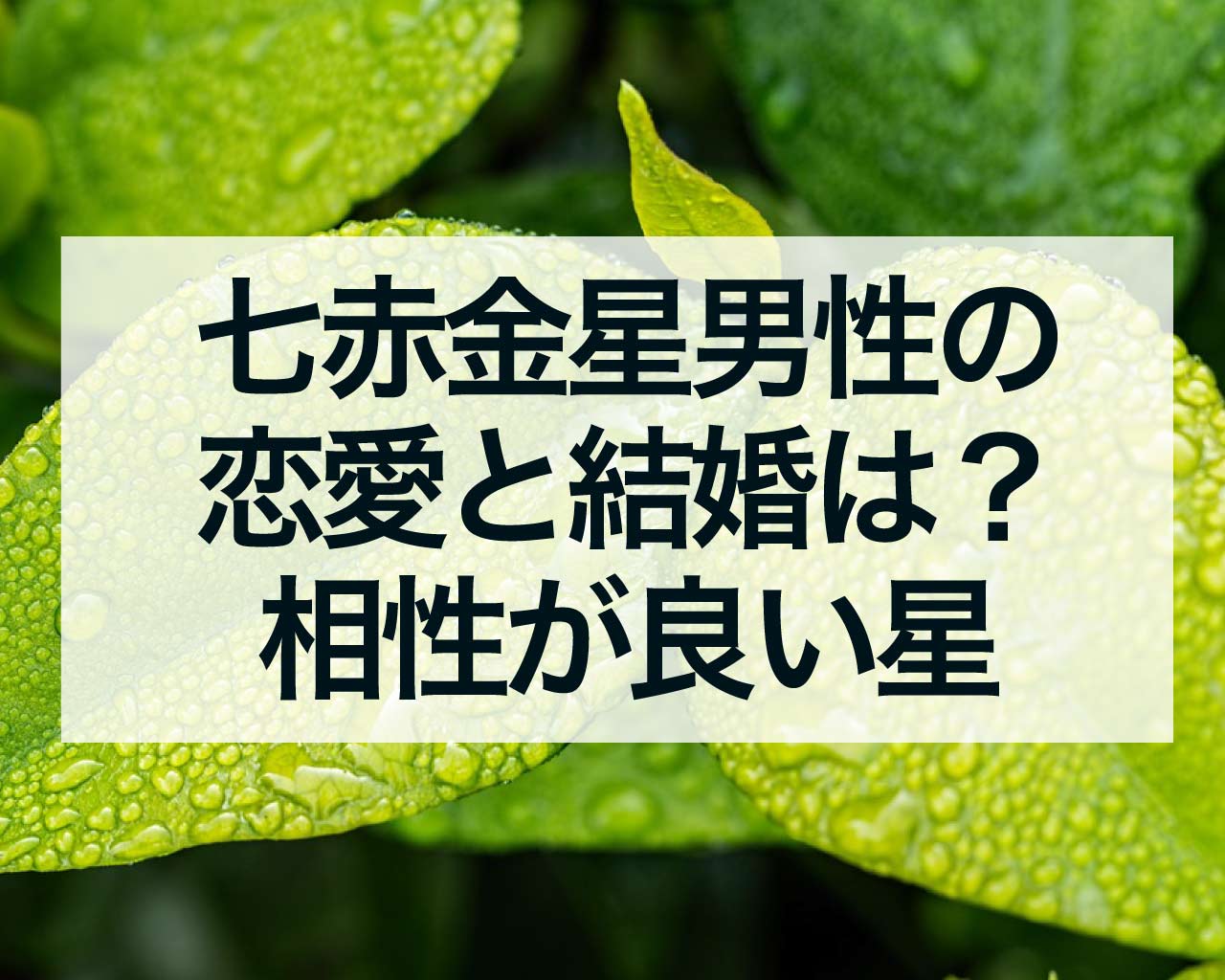 七赤金星男性の恋愛と結婚は？相性が良い星