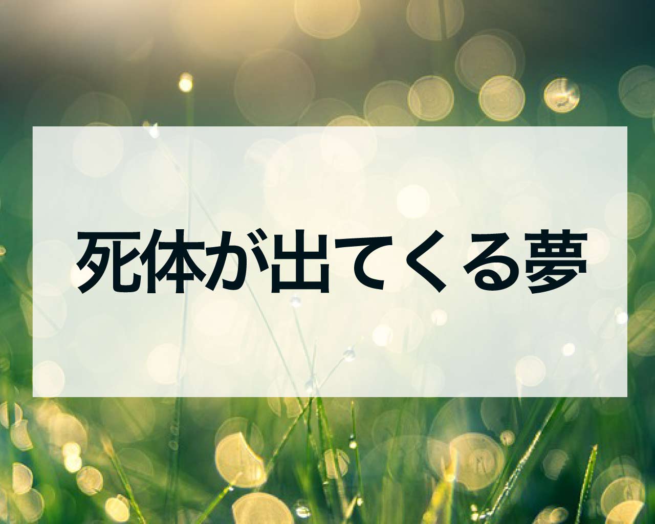 死体が出てくる夢の意味と解釈