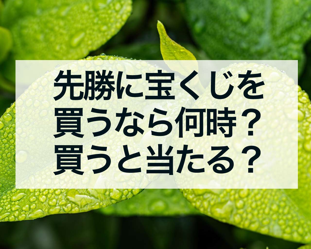 先勝に宝くじを買うなら何時？先勝に宝くじを買うと当たる？