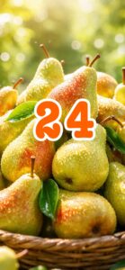 24と洋梨の組み合わせで「豊かさ」と「繁栄」待ち受け画像や背景画像