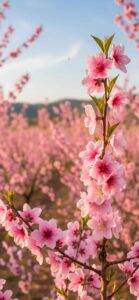 桃の木と花で恋愛運と金運が上がる待ち受け画像