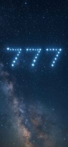星で「777」が浮かぶ夜空