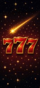 七夕の待ち受け画像、赤い「777」と流れ星